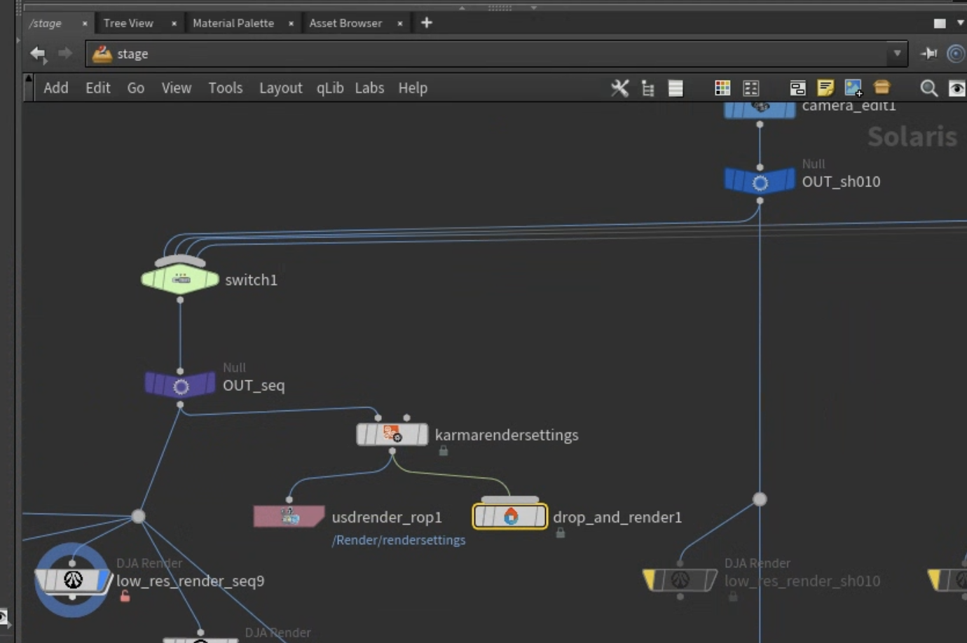 Drop & Render node in Houdini Solaris node graph