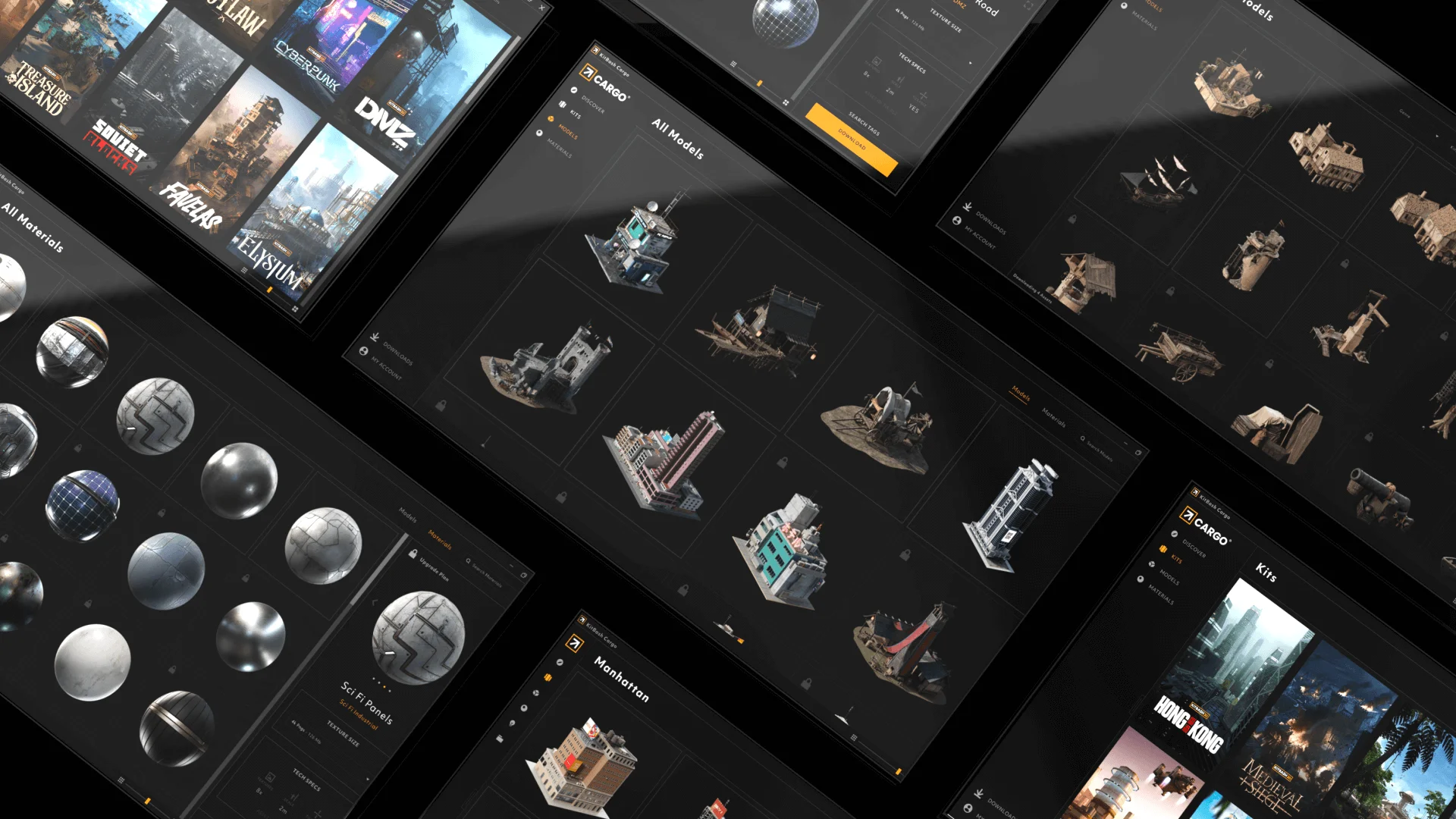 KitBash3D Cargo plugin importing assets into Cinema 4D