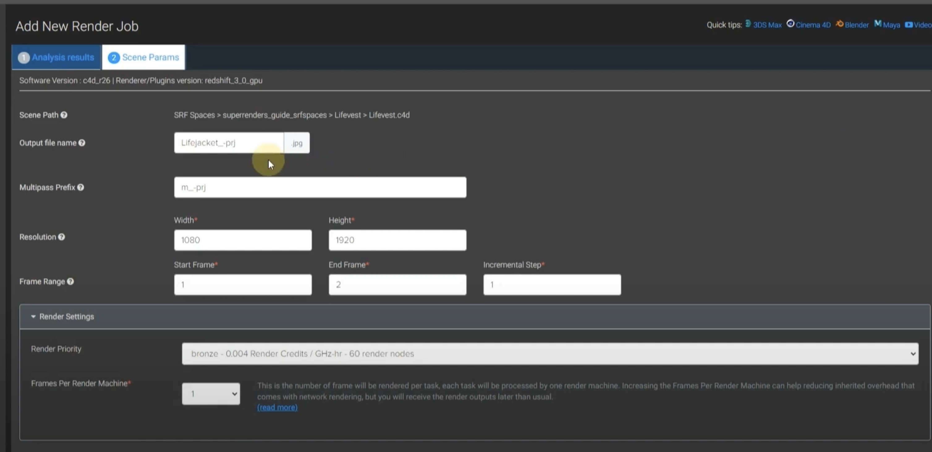 SUPERRENDERS Web Interface