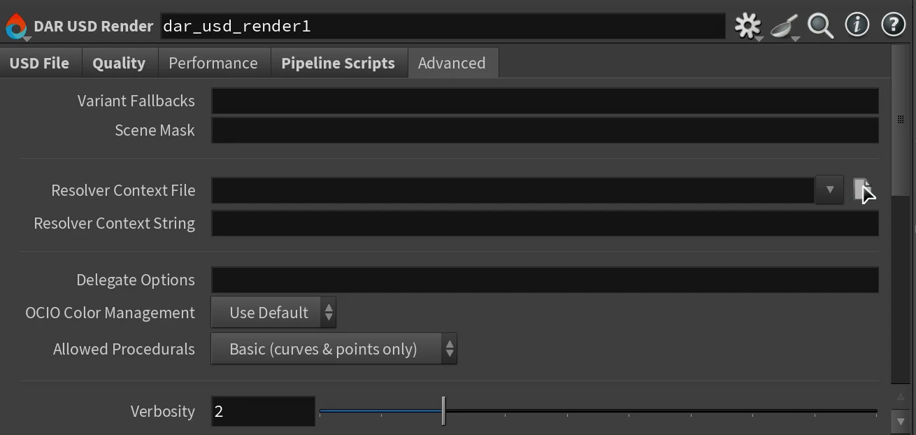 Advanced tab showing variant fallback, scene mask, and extra args fields